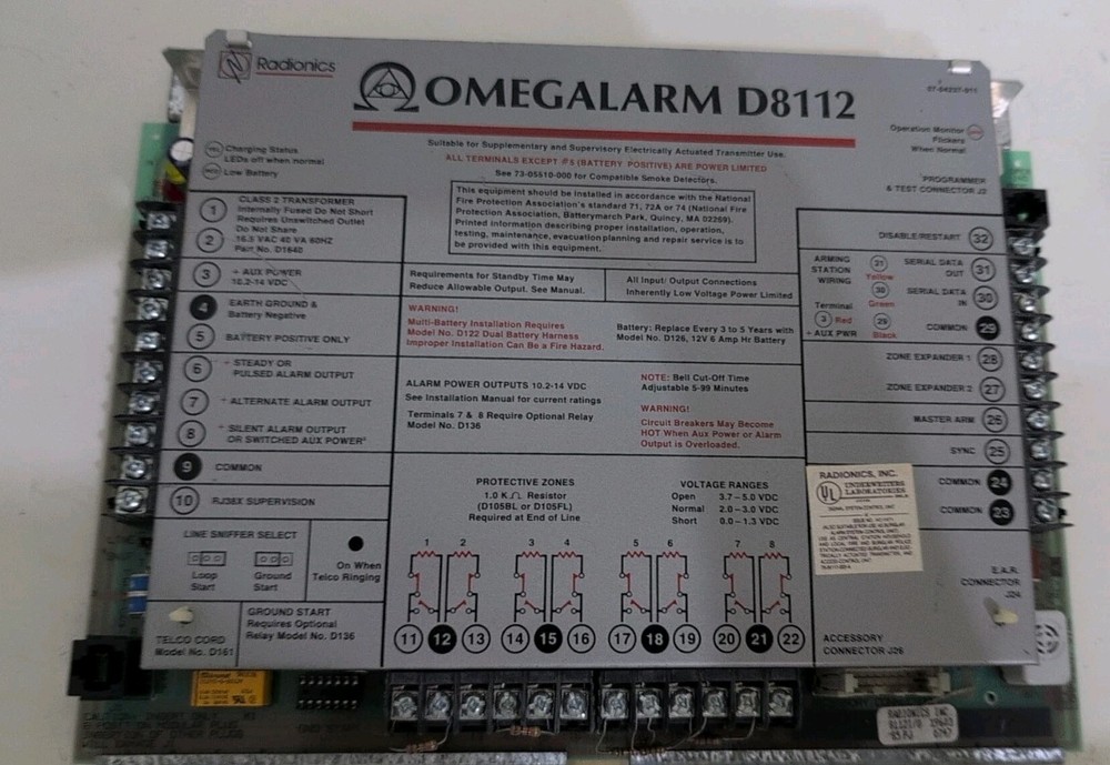 Radionics D8112 Alarm Panel Control / Communicator Board  New Open Box