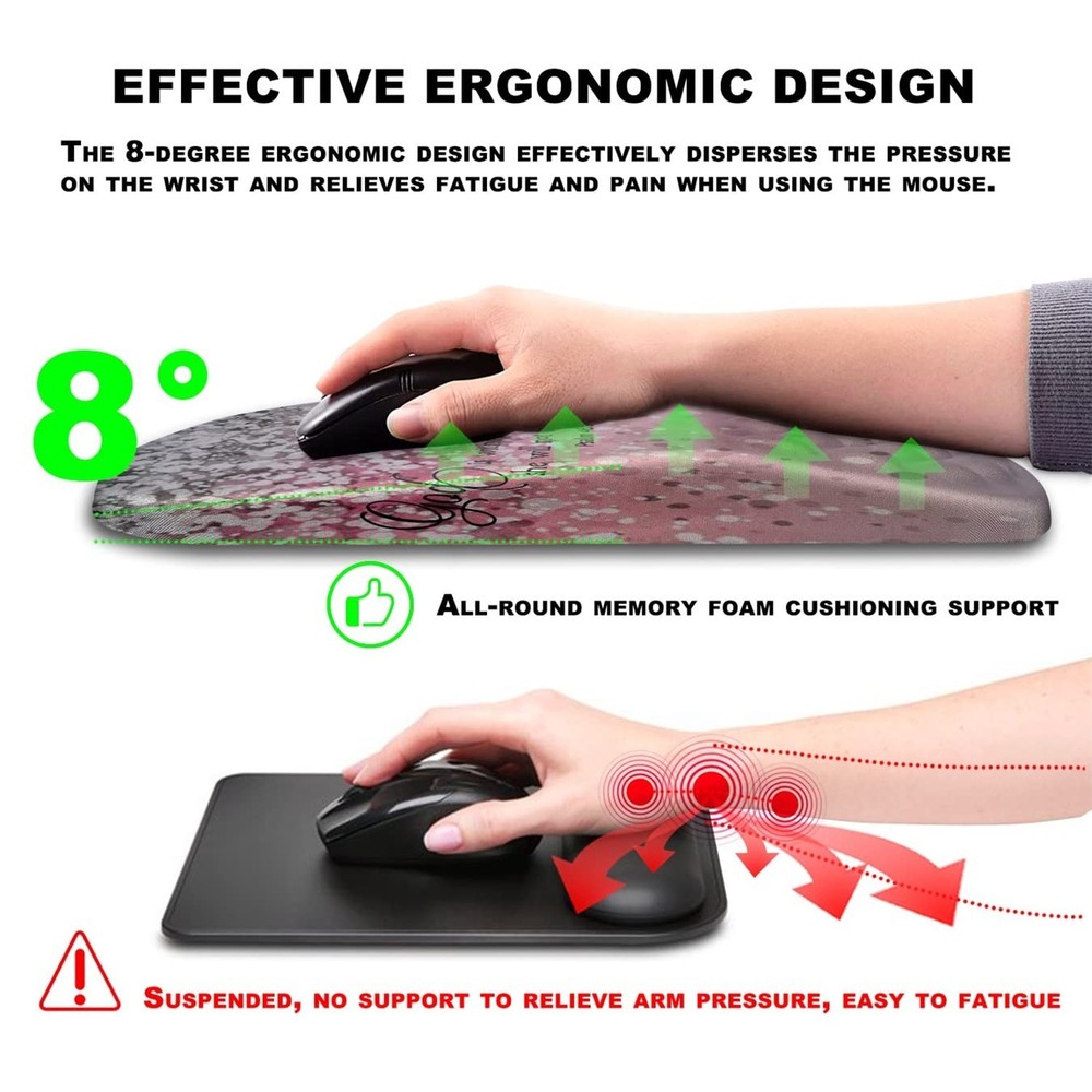 Mouse Pad Wrist Support, Ergonomic Mouse Pad with Massage Dot, Comfortable Co...