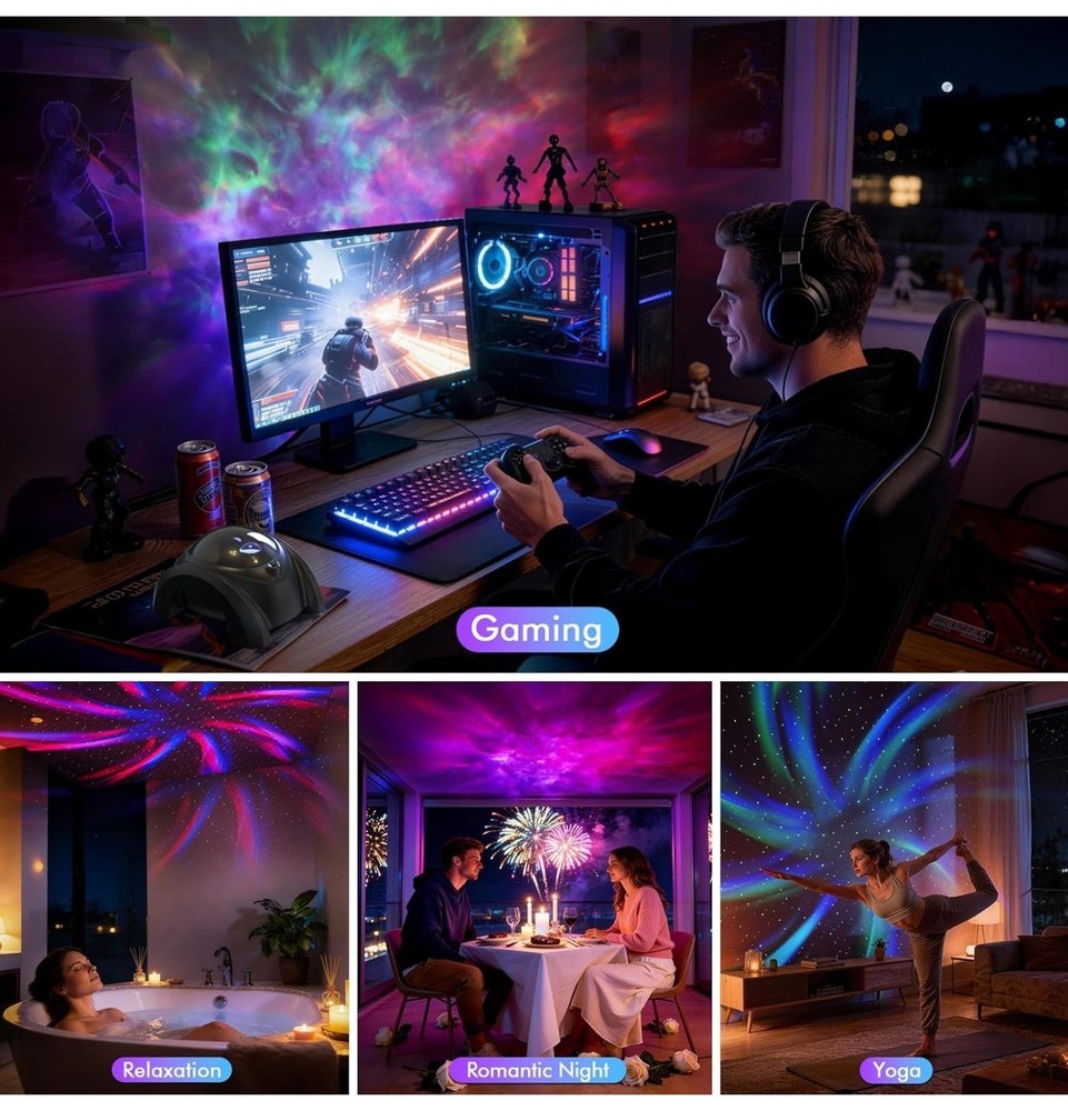 Dual Lens Galaxy Projector With Bluetooth Speakers (Space Black)