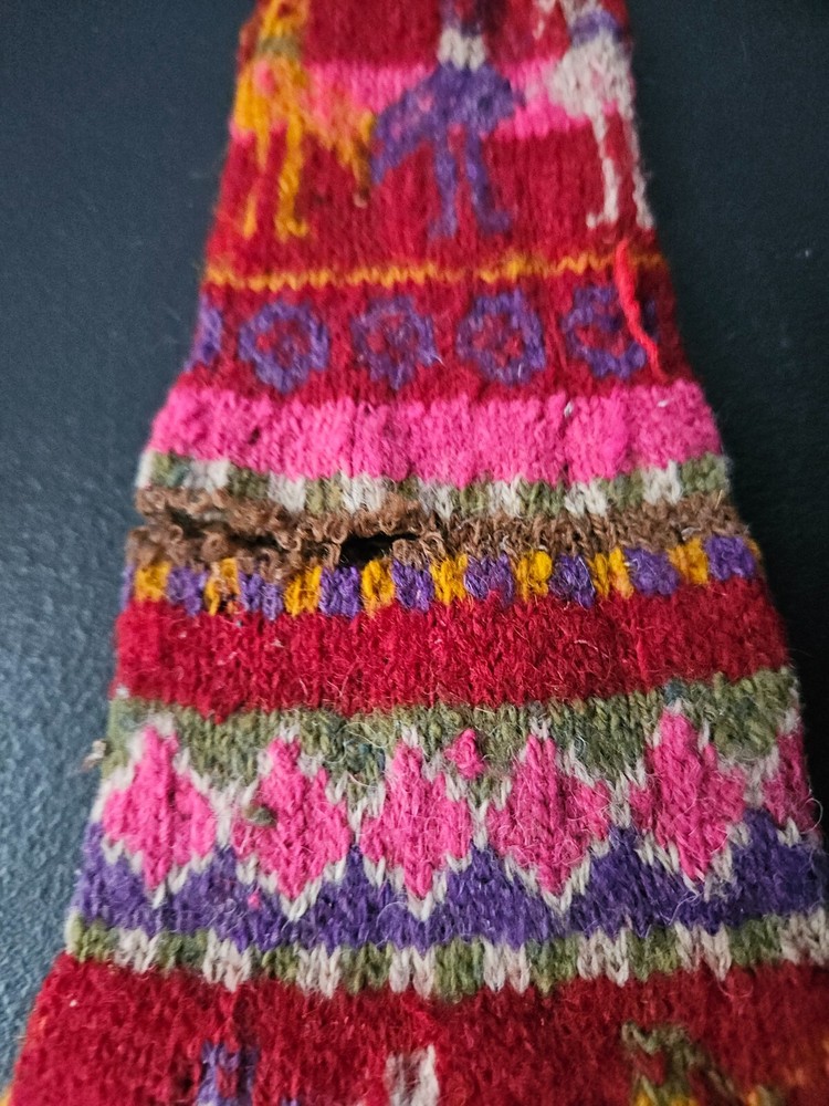 TRADITIONAL Q'ERO PERUVIAN CHULLO CAP. ALPACA WOOL. BUG DAMAGE