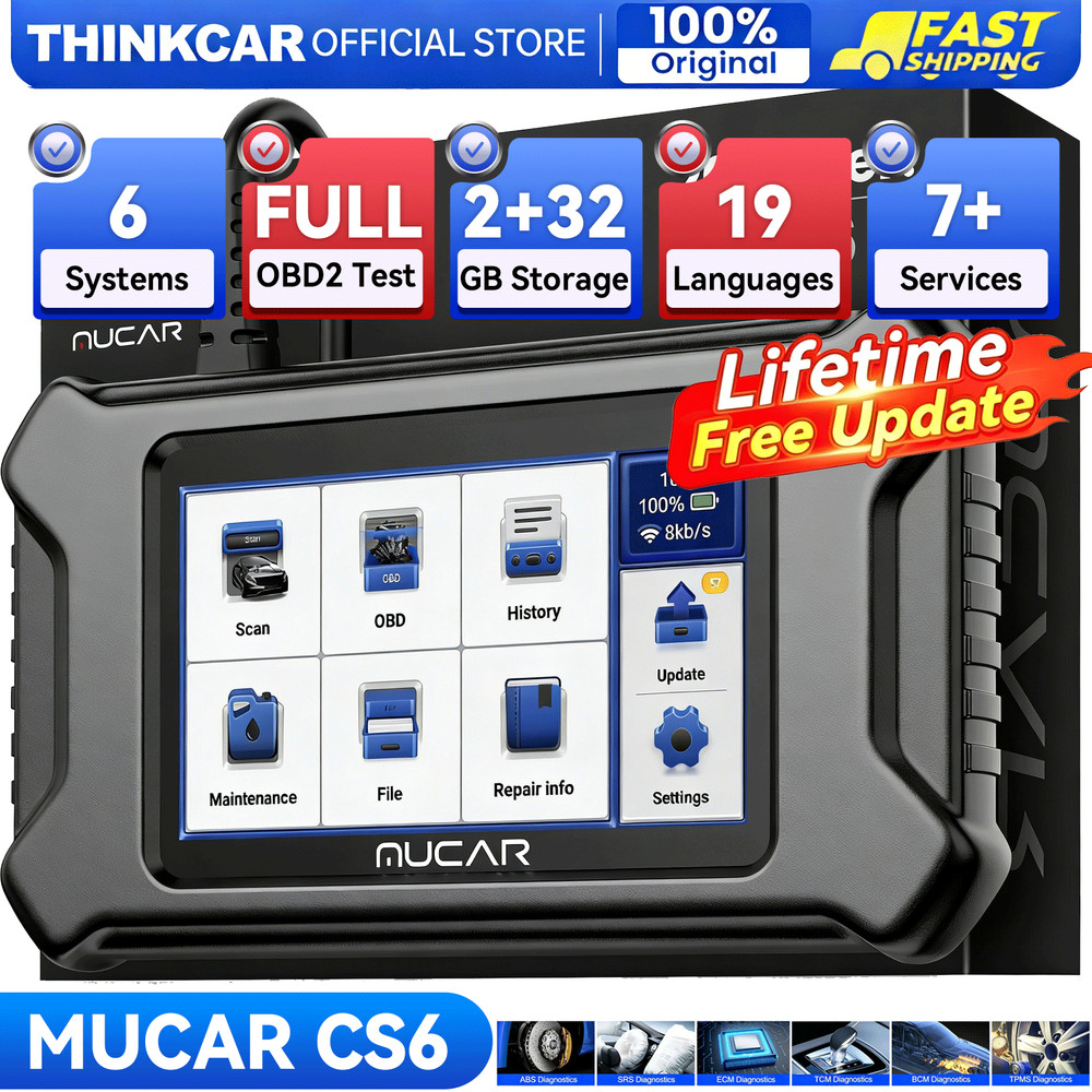 MUCAR CS6 Full OBD2 Diagnostic Scanner ABS SRS TPMS Engine 6-Systems Scan Tool
