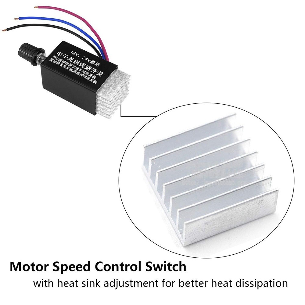 DC Motor Speed Controller Universal DC 12V 24V 10A Electronic Stepless Speed ...
