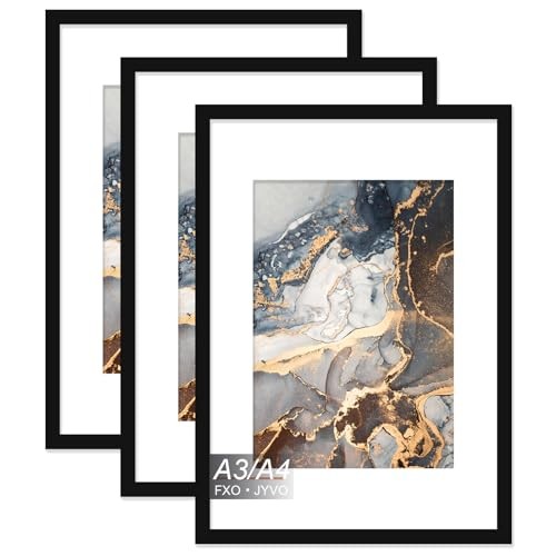 Picture Frames Pack/Black/AModern Style, Lightweight, Wall Mount, A3/A4 3