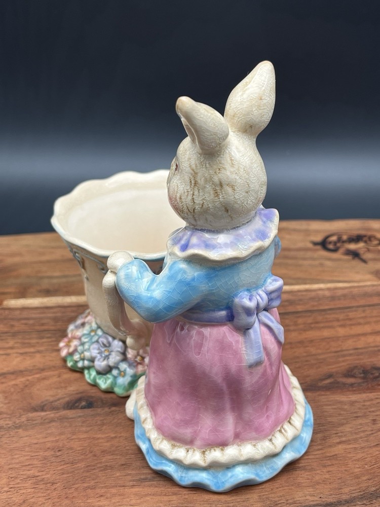 Department 56 Easter Bunny Teacup Ceramic Planter