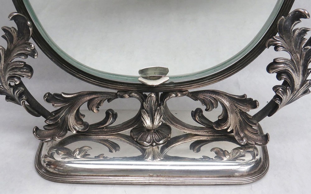 EXQUISITE VINTAGE GERMAN CRAFTED 800 SILVER DOUBLE SIDED SPINNING MIRROR