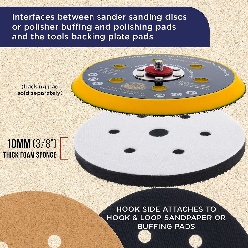 TCP Global 6" x 7/16" 10mm Thick Soft Density Interface Pad for DA Polishers...