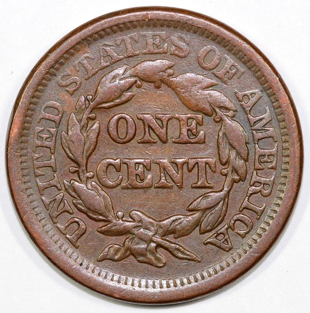 1854 1c Braided Hair Large Cent