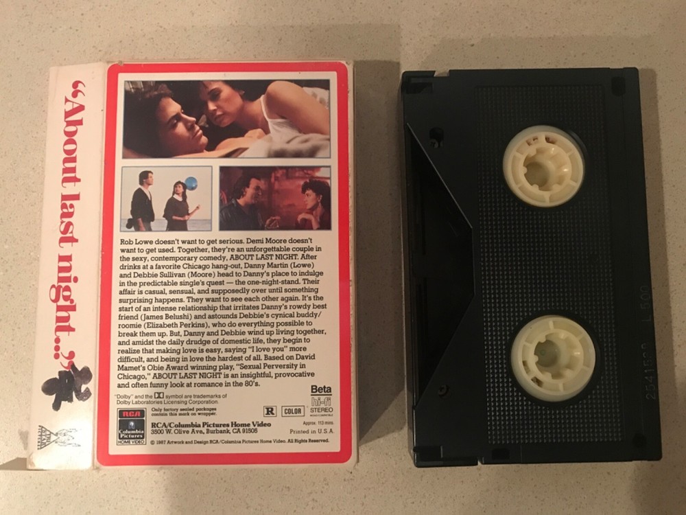 About Last Night... (BETA, 1987, RCA Sideload) Rob Lowe, Demi Moore