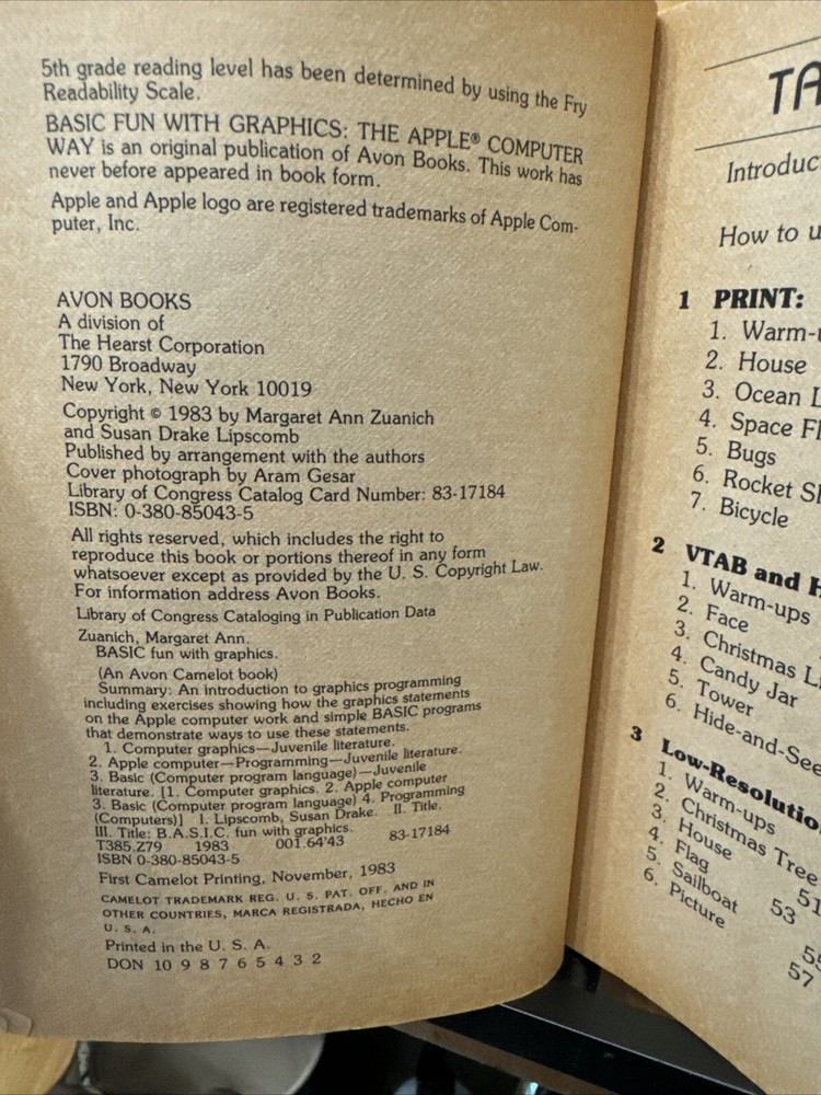 Basic Fun With Graphics The Apple Computer Way Vintage Programs 1983 Avon