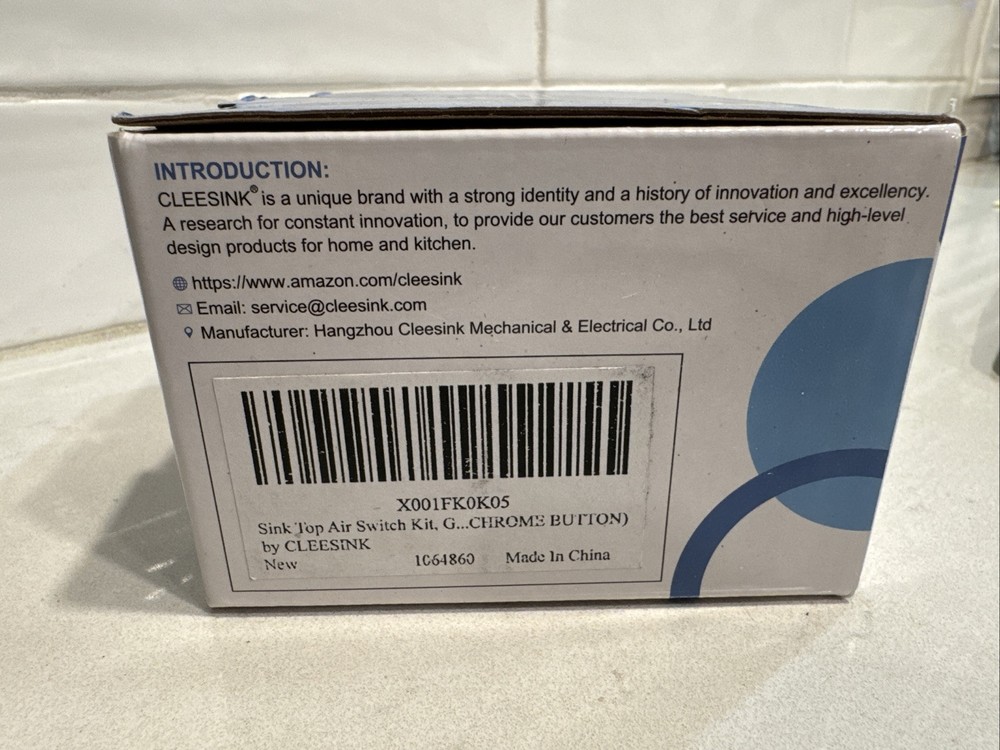 Cleesink Garbage Disposal Air Switch Kit Brushed Copper Colored Button NEW