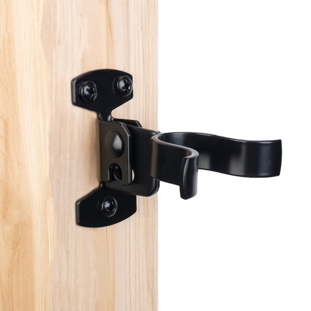 HILLMASTER 1-3/8" Flat Back Wall Mount Chain Link Fork Latch, Black Gate Fork La