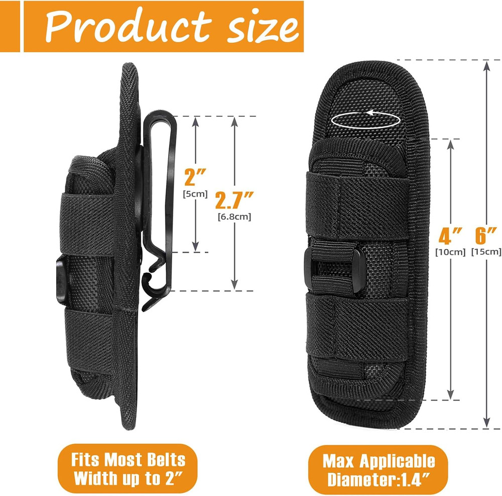 Tactical Flashlight Holster,Flashlight Pouch,Rotatable Flashlight Holder Pouch C