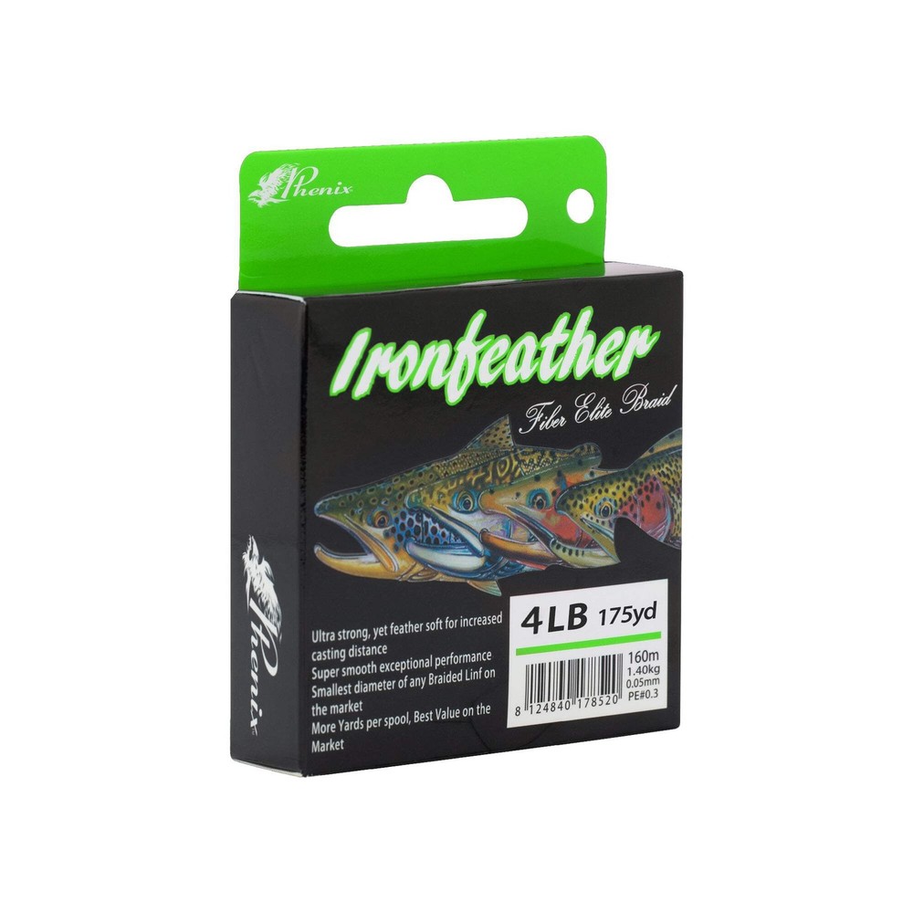 PHENIX IRONFEATHER BRAID 175YD SELECT COLOR SELECT SIZE IRON FEATHER TROUT BRAID