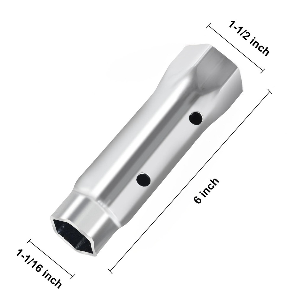ZJZZJZ RV Water Heater Element Wrench Socket,Dual Hex Removal Silver