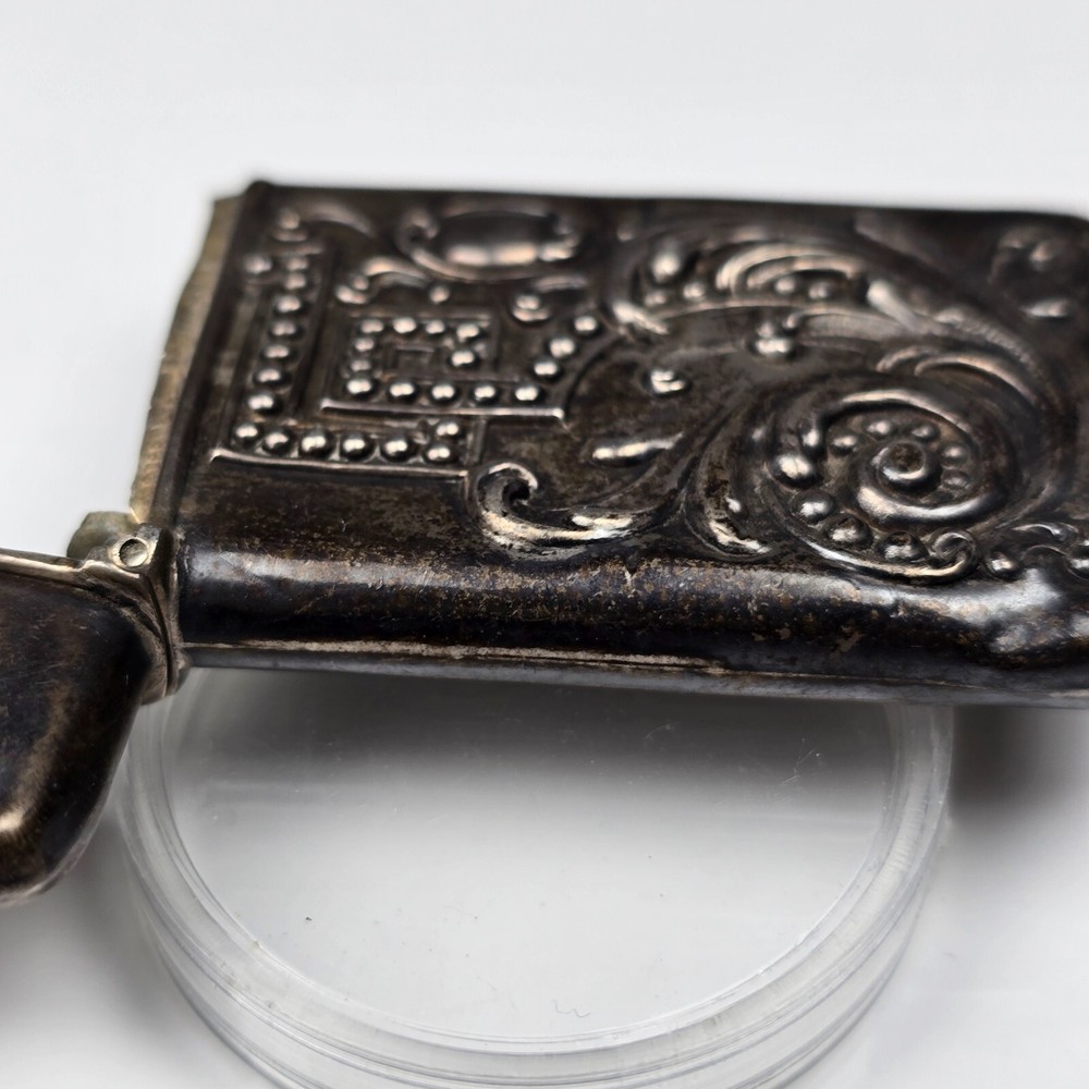 Antique Match Safe in Repousse Sterling Silver with monogram HG