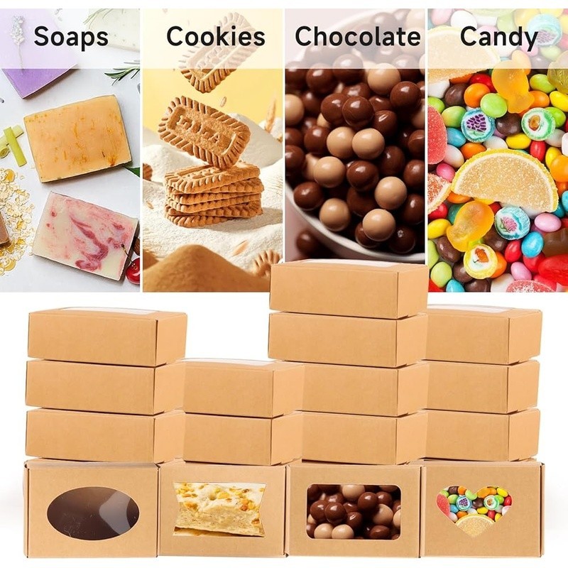 60 Kraft Soap Packaging Boxes W/ Clear Window Gift Tags Jute Twine Multi-Purpose