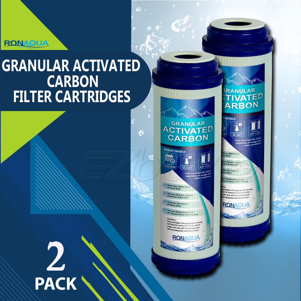 Granular Activated Carbon Filter 9.875 inch x 2.5 inch Set of 2
