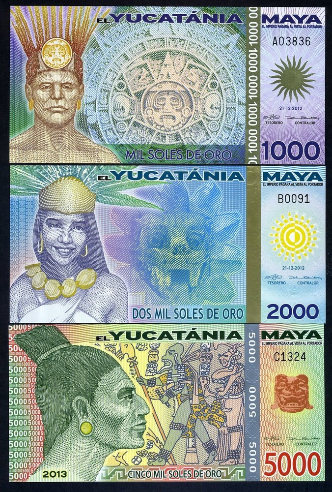SET Maya, 1000;2000;5000 Soles De Oro, 2012-2013, Polymer, UNC F