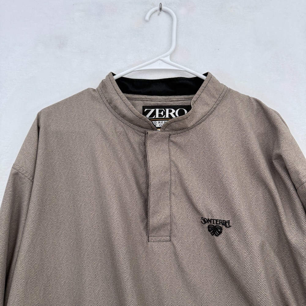 Zero Restriction Jacket Mens L Beige Herringbone Golf Snap Pullover Windbreaker