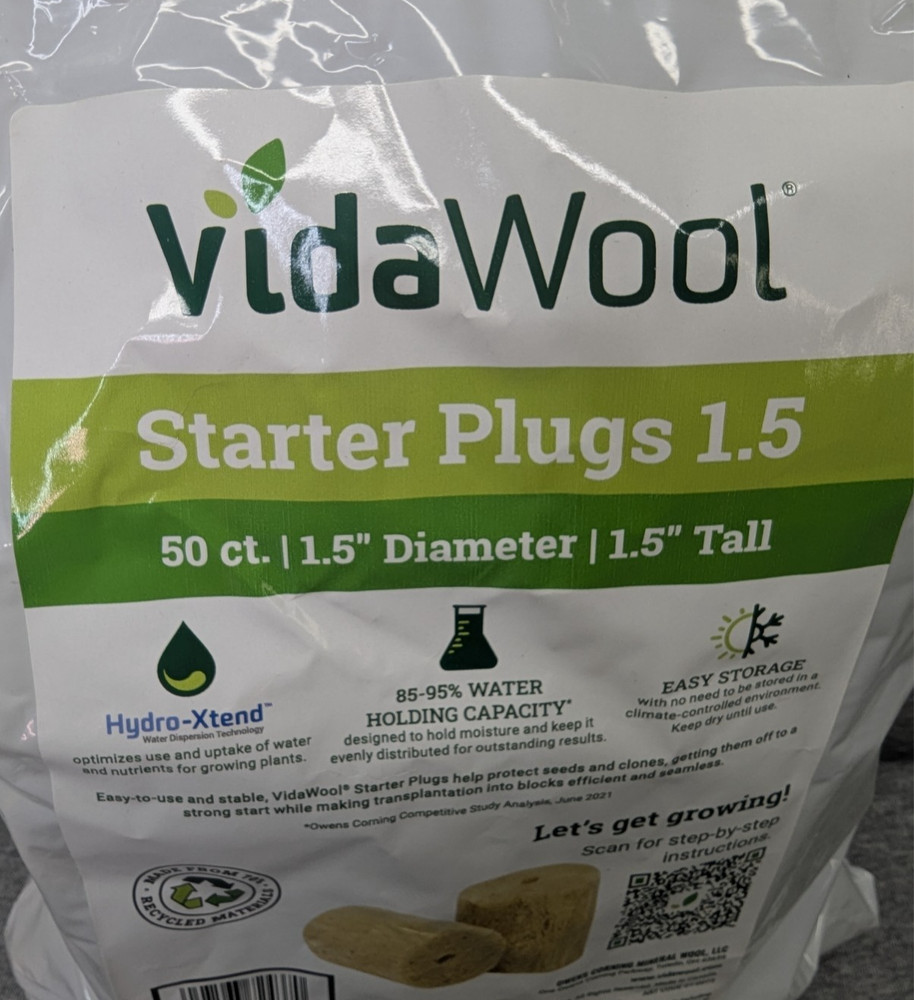 VidaWool Rockwool Seed Starter Plugs 50ct 1.5"