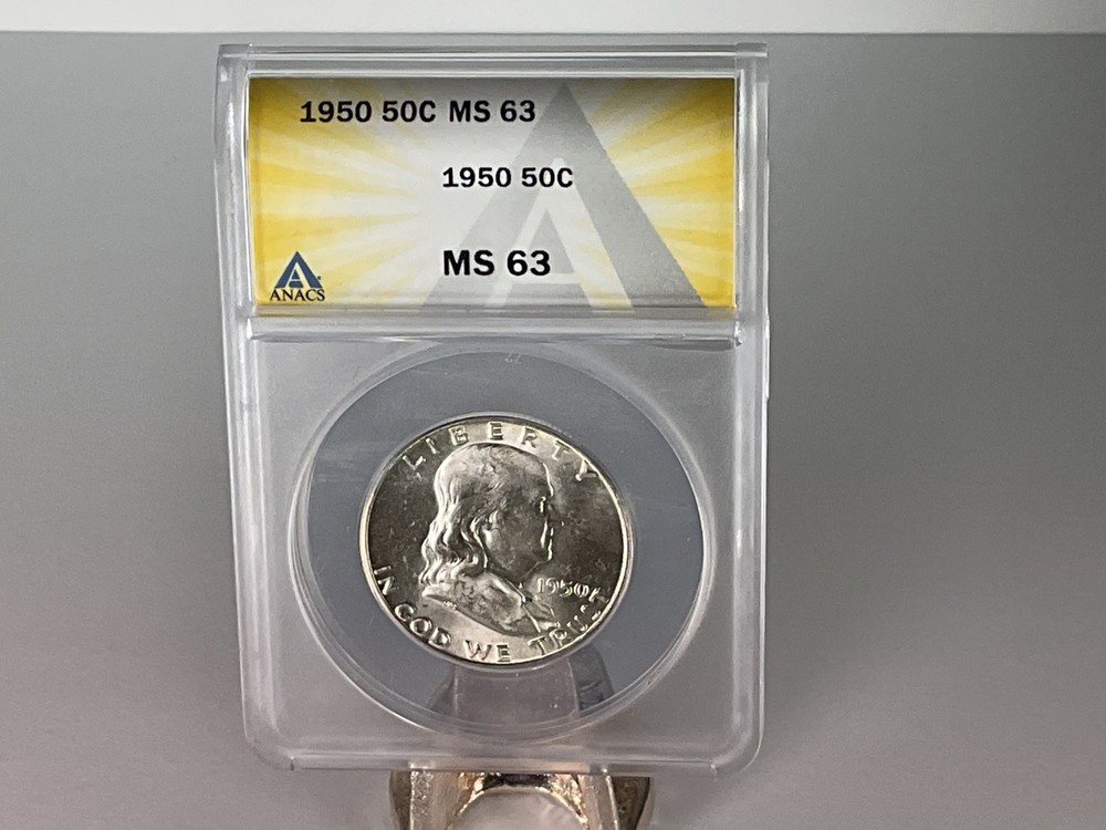 1950 P Franklin Half Dollar 50c  MS63 ANACS