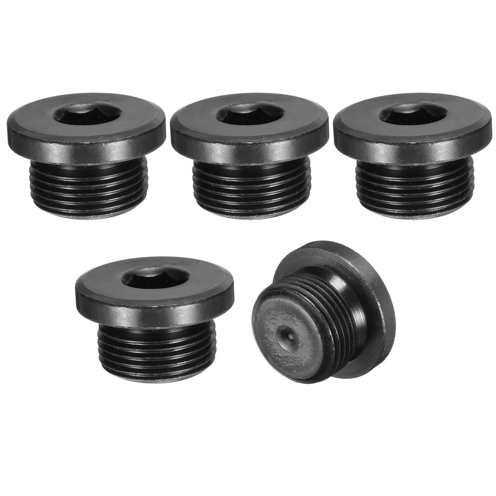G3/4 Male Outer Head Hex Thread Socket Pipe Plug Fitting, 5Pcs, Black