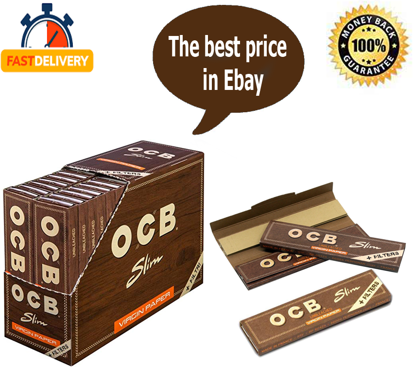 OCB Brown Virgin King Size Filter +Tips Unbleached Rolling Papers 16 Booklets