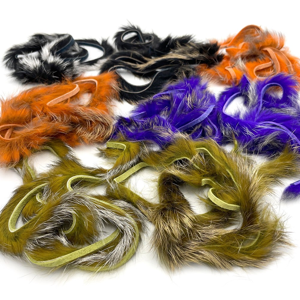 SHIMMER RABBIT STRIPS - Hareline Fly Tying Zonker Fur Gold or Silver Tips NEW!