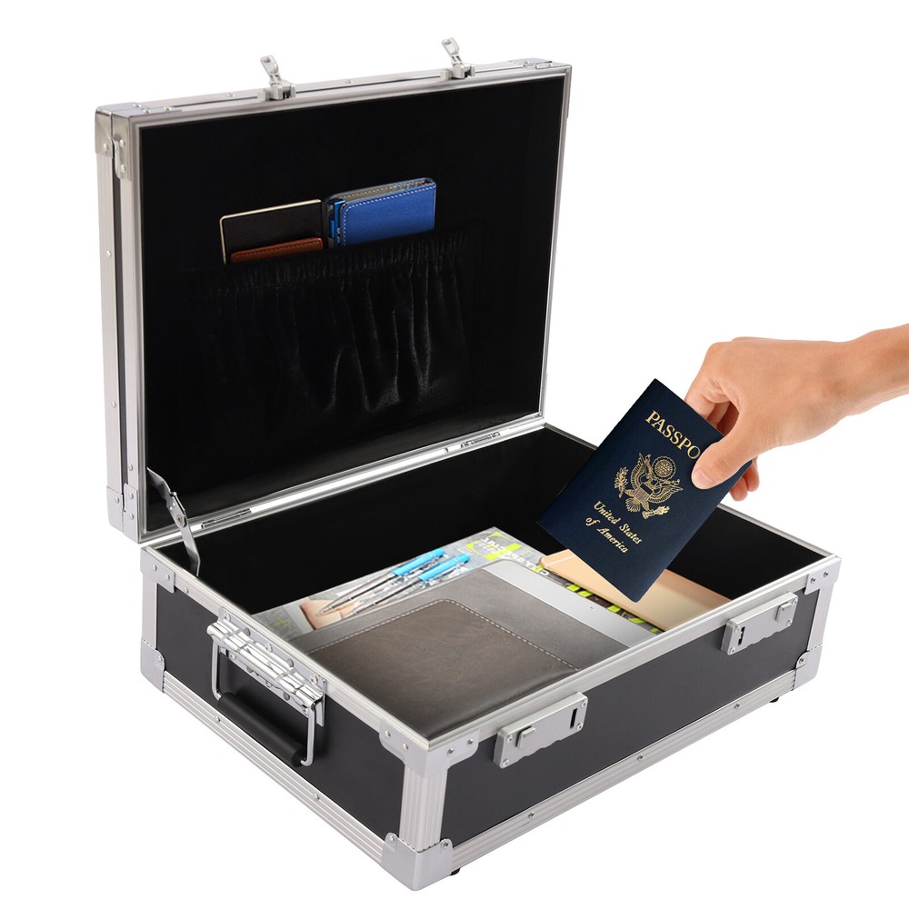 Aluminum Hard Case Briefcase Toolbox Storage Box Tool Case Black Carrying Case