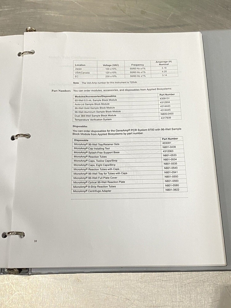 Perkin Elmer PE GeneAmp PCR System 9700 - Users Guide / Instructions Manual