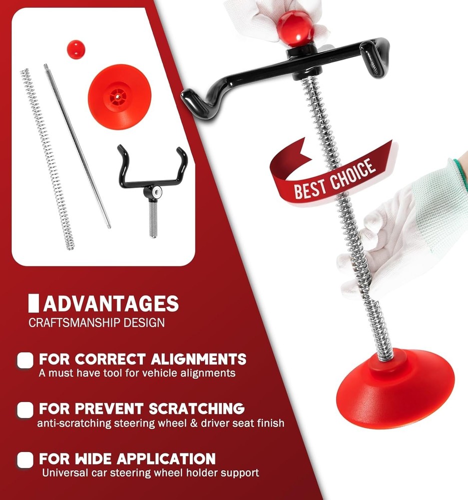 Adjustable 14-Inch Steering Wheel Holder Tool for Safe Wheel Alignment