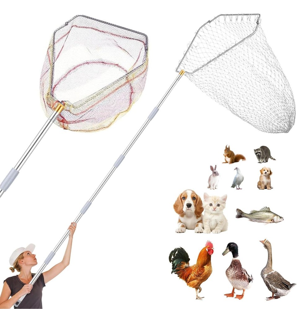 Chicken Catching Net Set – 2 Nets with Adjustable 74 Inch Pole, Lightweight B...