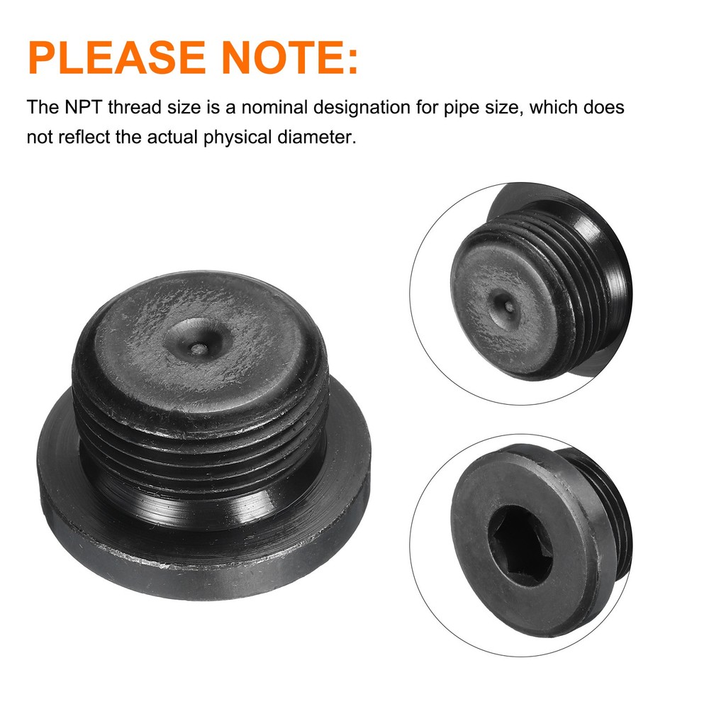 G3/4 Male Outer Head Hex Thread Socket Pipe Plug Fitting, 5Pcs, Black