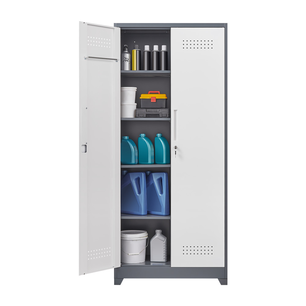 72" Metal Locker Cabinet - Locking Doors - Adjustable Shelves - Utility Storage
