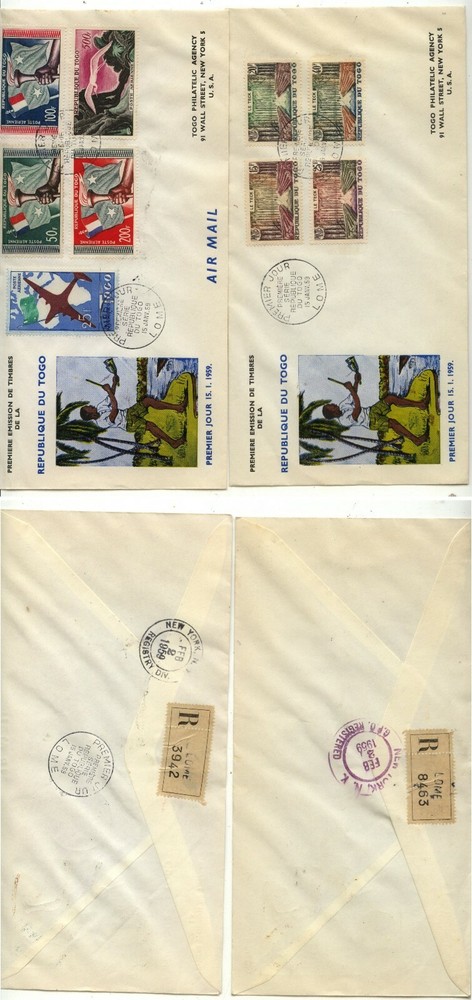 Togo  2  nice  registered  covers to  US         MS0624