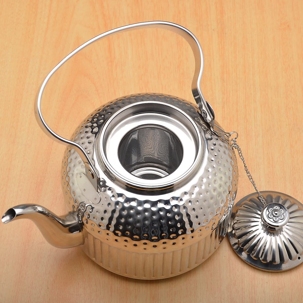 Antique 1.5L 50Oz Stainless Steel Teapot with Infuser Silver