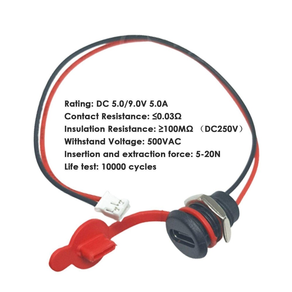 10pcs USB Connector Type-C Waterproof With Nut Locking Female Charging JACK