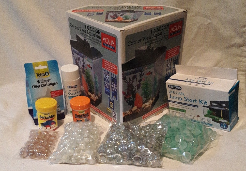 1 Gallon LED Fish Aquarium Bundle