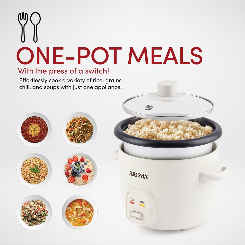 4-Cups (Cooked) / 1Qt. Rice & Grain Cooker, White