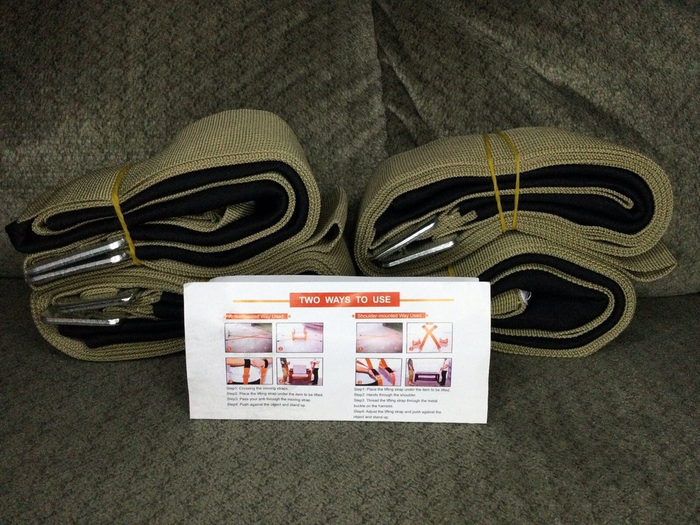 New Percea Moving/Lifting Straps For 2 Movers, Move Objects Up To 800 Lbs-Khaki