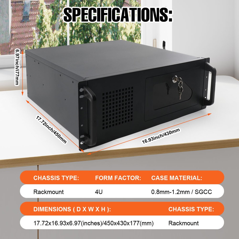 4U Server Chassis Server Case Rackmount Case Wall-Mount Network Server Cabinet