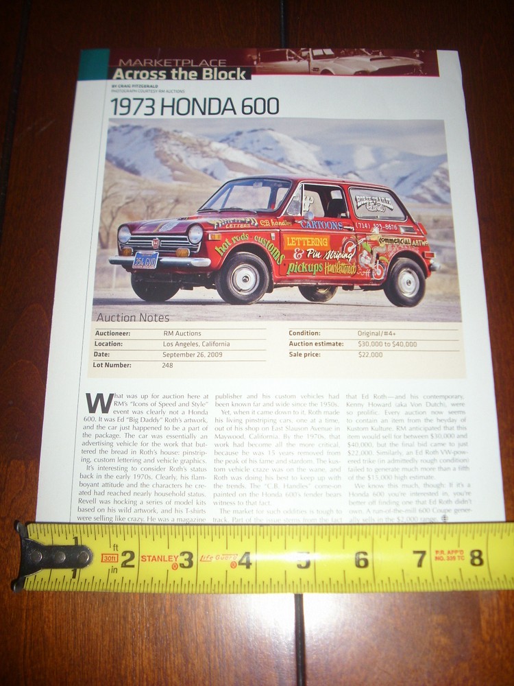 BIG DADDY ED ROTH 1973 HONDA 600 - ORIGINAL 2010 ARTICLE