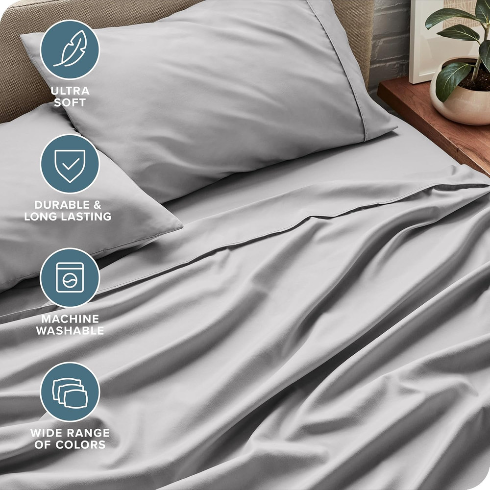 Queen Sheet Set - Luxury 1800 Ultra-Soft Microfiber - Double Brushed - Deep Pock