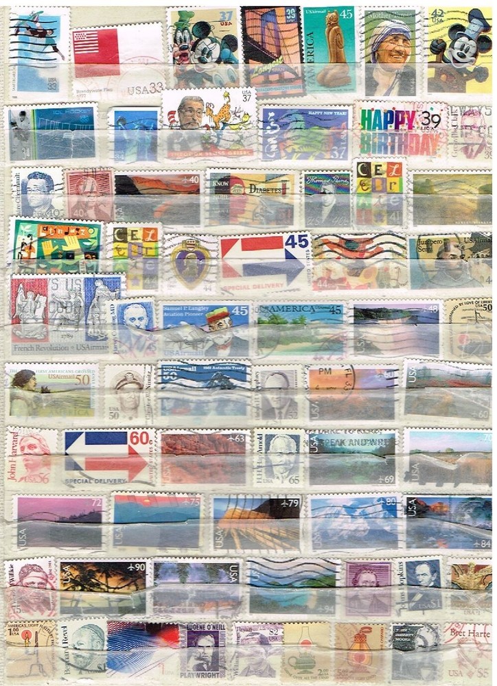 65 Assorted cancelled  .33 - $5 US Postage  sTamps (12-549)