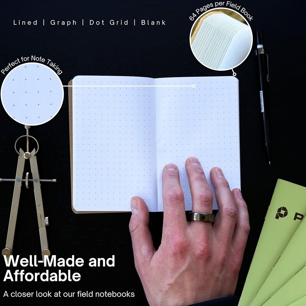Small Graph Notebook- Notepad for Field Notes, Green Graph Small Sketch Book, Po
