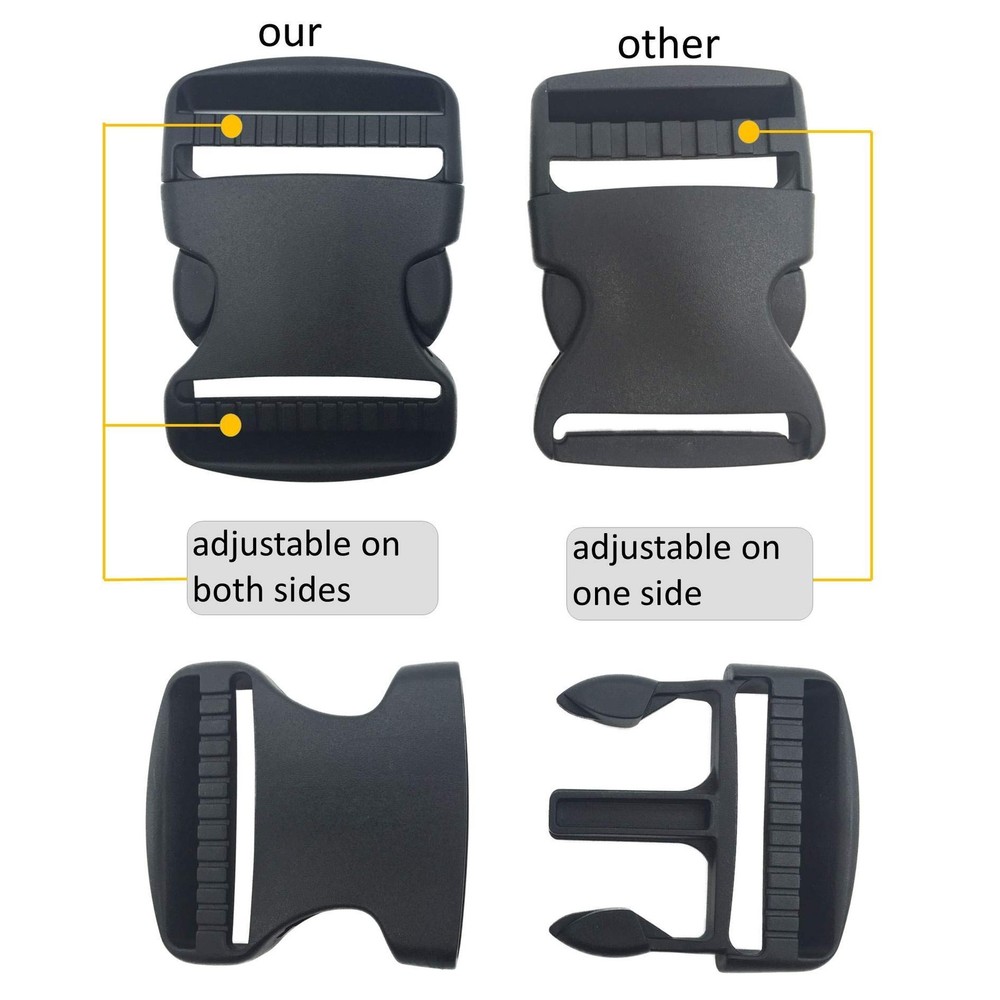 EesTeck 2 Set 2 Inch Flat Dual Adjustable Plastic Quick Side 2"-2 Pack, Black