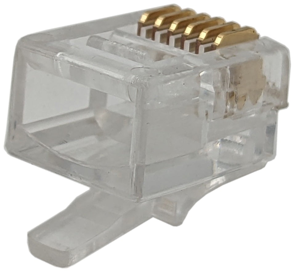 10 Pack RJ11-6 Modular Plugs, 6P6C, Twisted Solid Wire