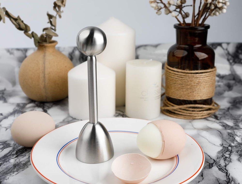 Egg Cracker Topper Cutter for Soft Boiled Eggs Stainless Steel Shell Silver