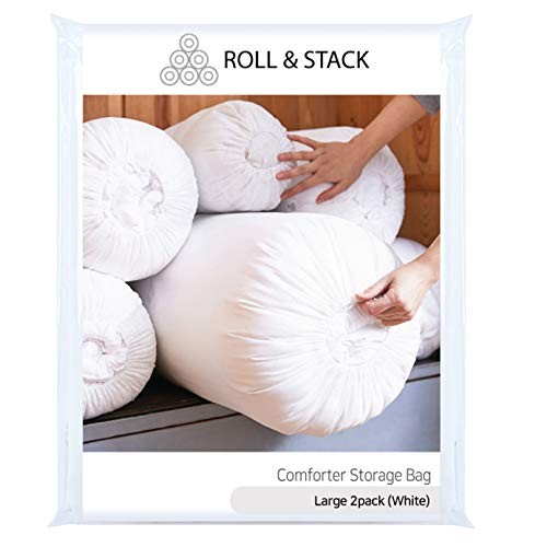 Roll&Stack Storage Bag Organizer(58) X 2 - Perfect for Comforters, L White
