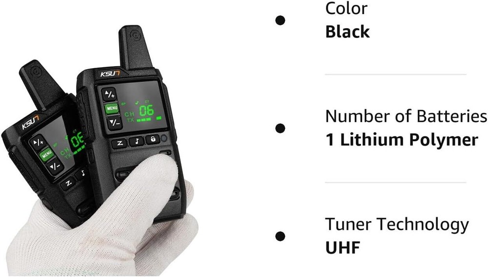 Long Range Walkie Talkies Waterproof, 2 Pack Rechargeable Two Way Black